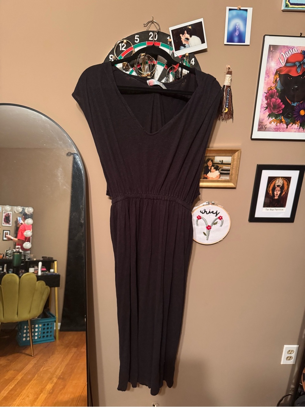 Free People Black V‑Neck Maxi Coverup